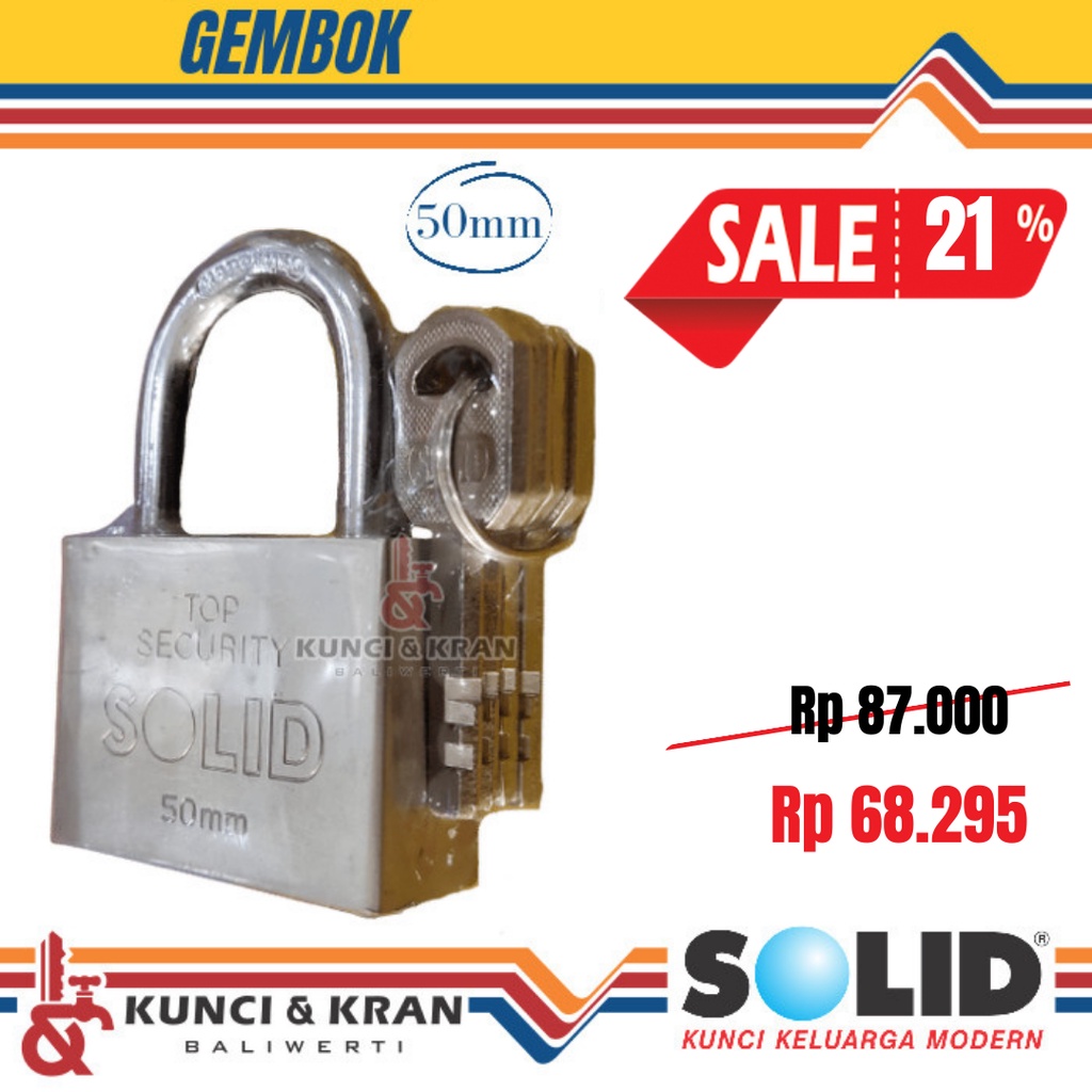 Gembok Solid Solid PLK SLD 809 50 SN Gembok Pagar Rumah Padlock Solid