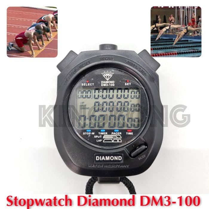 Terlaris Stopwatch Diamond Original 100 Memory Digital Olahraga