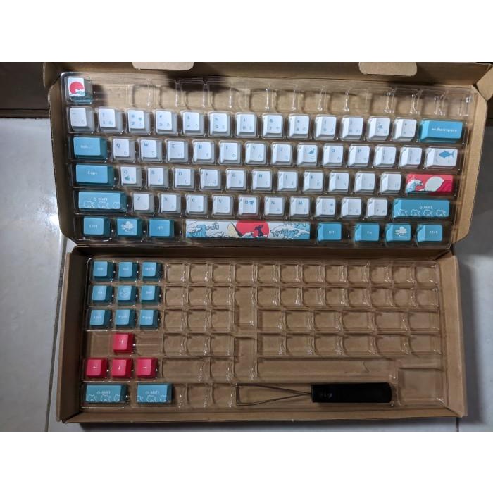 60% Keycaps Japanese Root Ukiyo Sea Waves Coral PBT OEM Profile