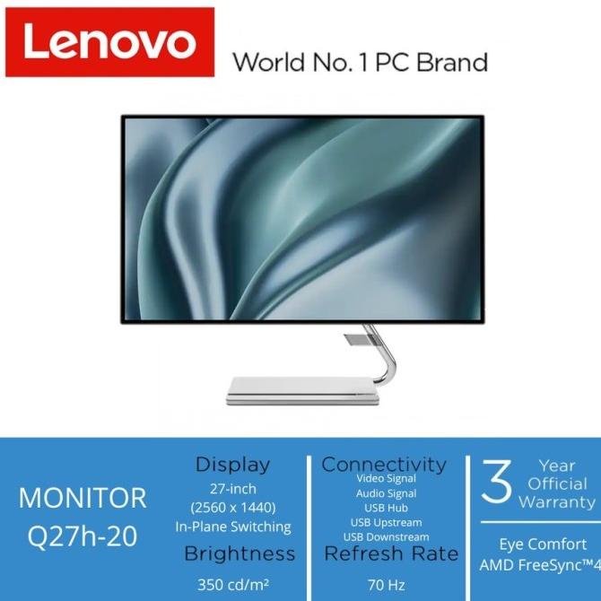 Monitor Led Lenovo Q27H-20 27" Ips Qhd Ergo Stand Speaker Ungeje23