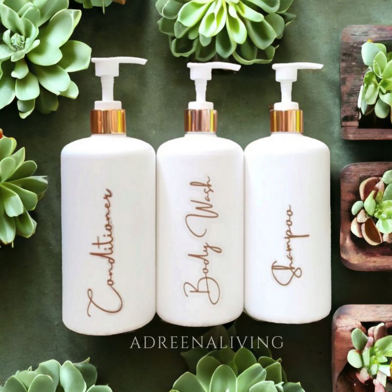 Botol Pump Refill Premium 500ml + Sticker Label Anti Air Aesthetic bottle minimalist hand soap sanitizer lotion isi ulang refillable organizer sabun cair cuci piring mewah hotel maklom skincare body care kemasan wadah handsoap