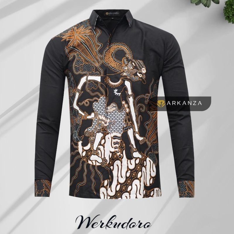 WAYANG WERKUDORO kemeja Batik Pria Lengan Panjang Slim Fit Keris Modern Premium Baju Atasan Batik Co