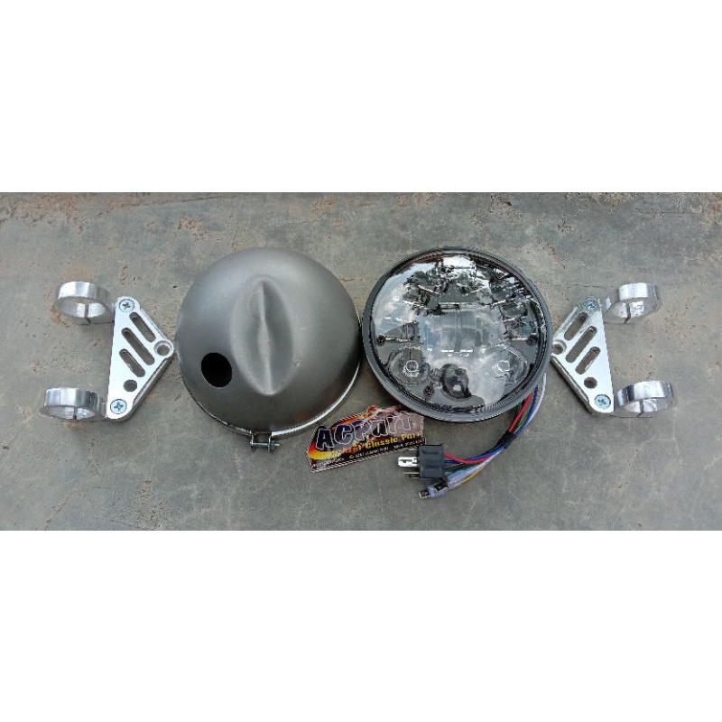 Lampu Daymaker 5,75inch Set Batok L2G Mentah dan Kupingan CNC