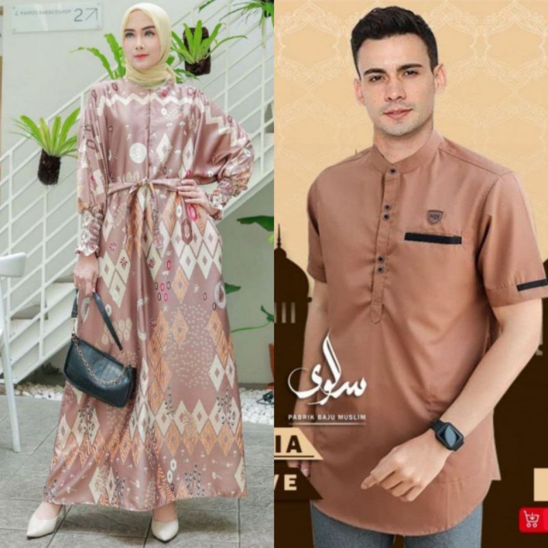 H Couple Kaftan Jumbo Maxmara Silk Baju Koko Micro