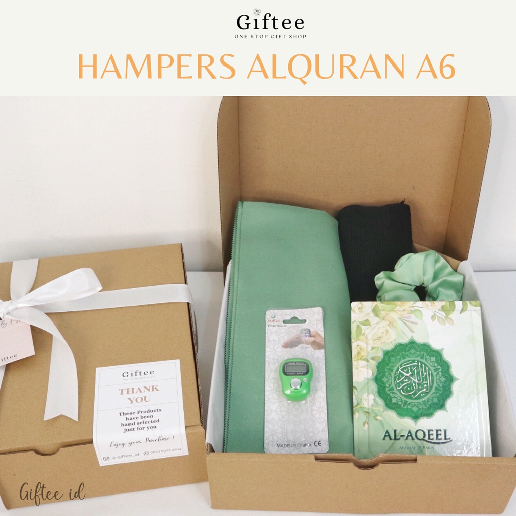 

HAMPERS ALQURAN A6 WANITA HIJAB LASER CUT JILBAB SEGI EMPAT KERUDUNG TASBIH CIPUT AL QURAN KADO HADIAH GIFT BOX ULTAH ULANG TAHUN WISUDA GRADUATION SIDANG SEMPRO CEWEK TEMAN PACAR LEBARAN