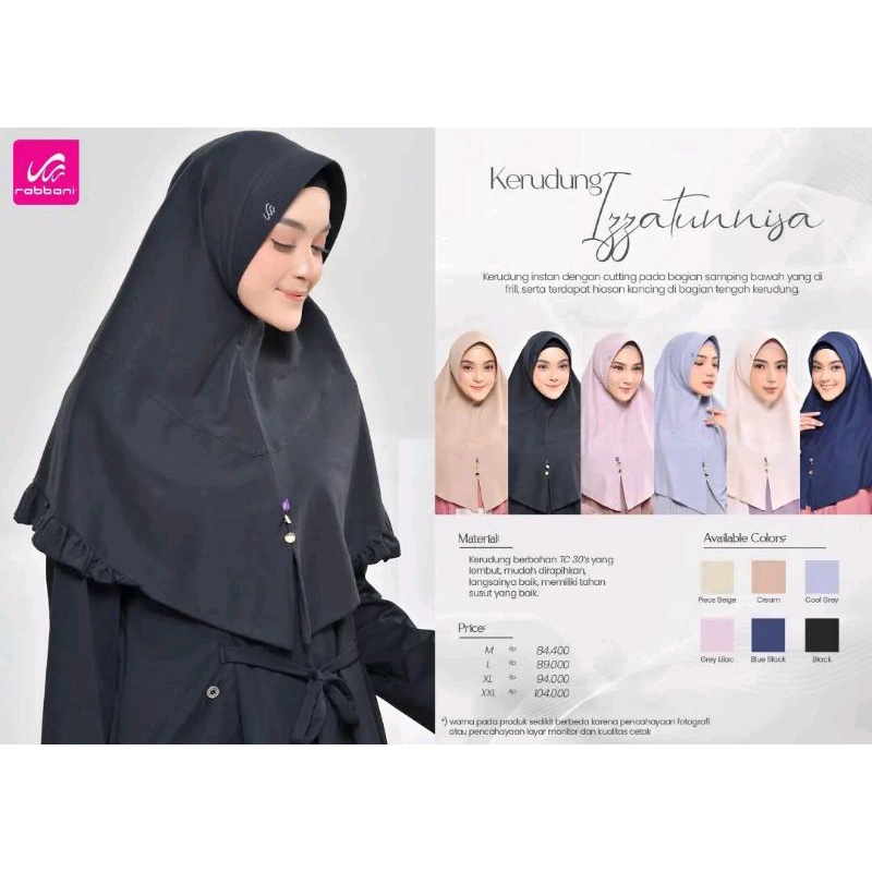 RABBANI | KERUDUNG IZZATUNISA - HIJAB INSTAN RABBANI TERBARU KERUDUNG HITAM WARNA