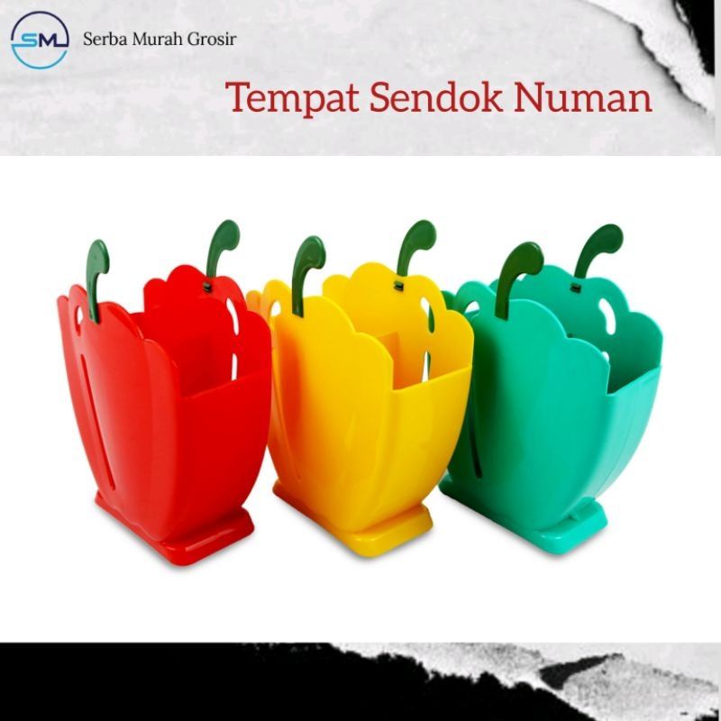 numan tempat sendok garpu motif apel / tempat sendok garpu lucu / numan