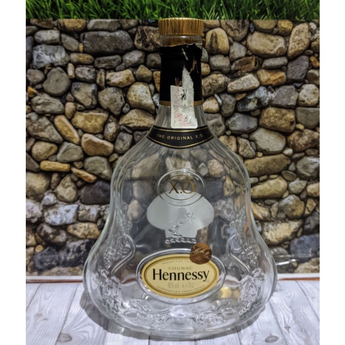 botol bekas minuman keras miras Hennessy XO rare premium import, koleksi pajangan hiasan