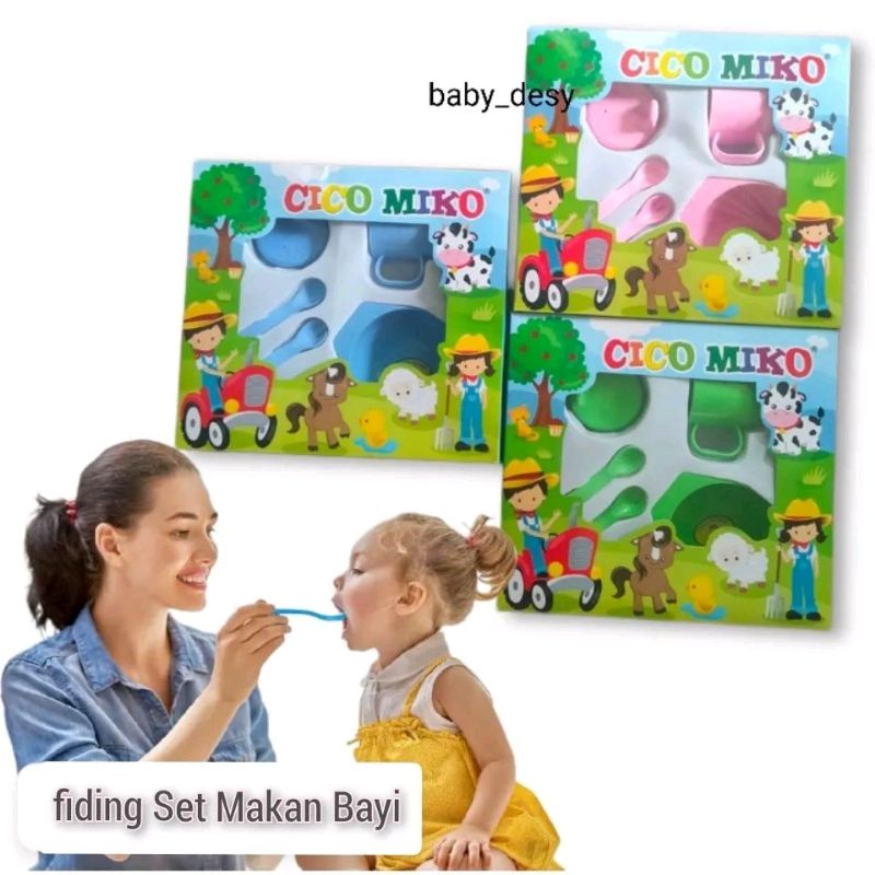 FEEDING SET 4iN 1 CICO MIKO SIZE SMALL /  PERALATAN MAKAN BAYI MURAH / TEMPAT MAKAN BAYI