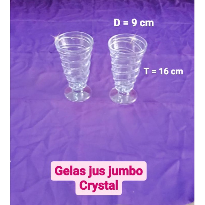 12 pcs Gelas jus jumbo chrystal / kristal - cangkir kristal - gelas gagang kristal