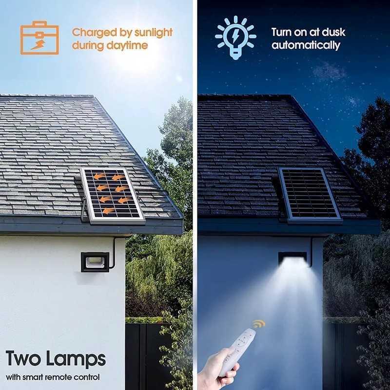 OOBEST Lampu LED Solar Panel Outdoor Light IP67 Cool White 25W 1000mAh B44