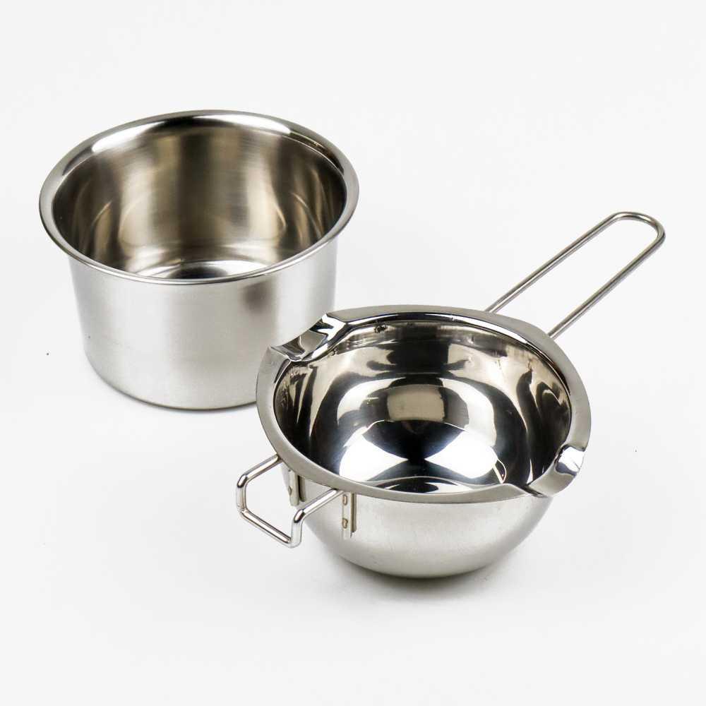 Panci Leleh Keju Coklat 2PCS 400 ml JS33 One Two Cups Melting Pot Panci Anti Lengket Stainless Dandang Panci Stainless Panci Tutup Kaca Panci Serbaguna Panci Jawa Pan Anti Lengket Dandang Nasi Panci Kaca Alat Masak Camping Panci Stainless Steel Panci Masa