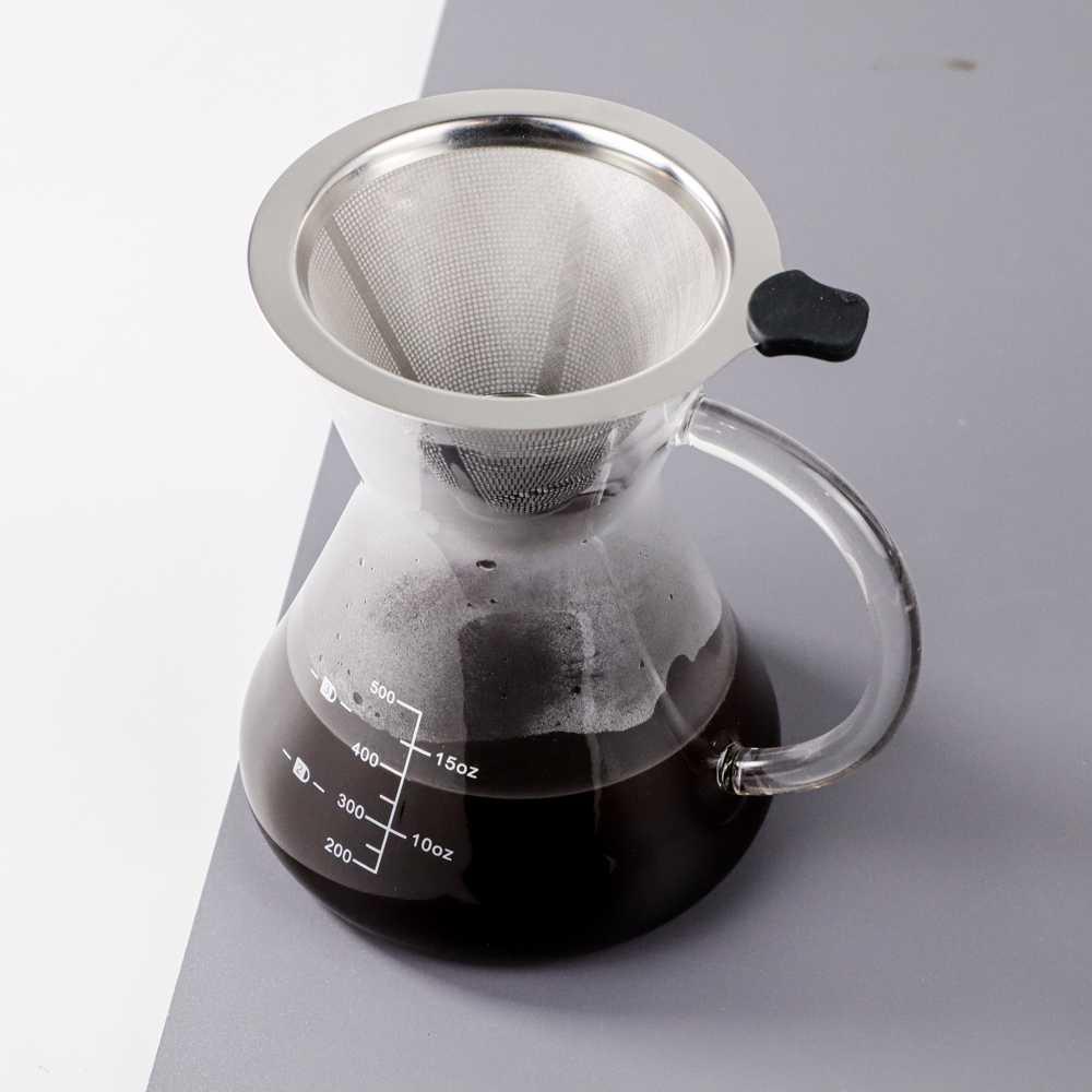 One Two Cups Coffee Maker Pot V60 Teko Kopi 500ml + Filter - YD-KT001