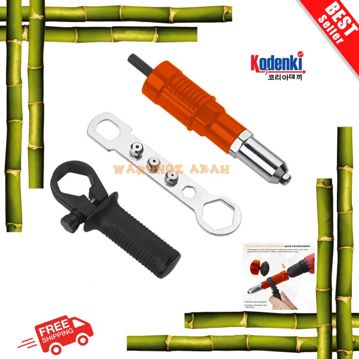 ADAPTOR KEPALA MATA BOR TANG PAKU KELING RIVET ELEKTRIK RIVET GUN