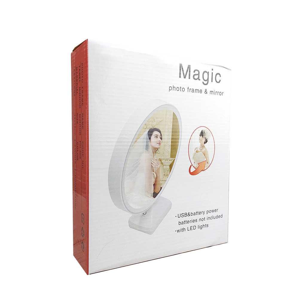 TaffHOME Cermin Magic dengan Photo Frame A1240 Lampu Led Cermin Lipat Aesthetic Tempat Make Up Aesthetic Mirror Cermin Led Cermin Mini Tempat Make Up Dinding Cermin Make Up Cermin Besar Lampu Make Up Kaca Lipat Besar Cermin Lipat Besar Tas Make Up Mini Ka