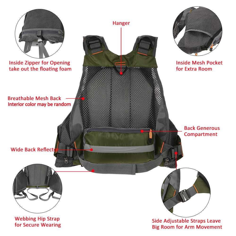 LIXADA Rompi Pancing Fishing Life Jacket Multi Slot GDS09 Jacket Pancing Aksesoris Kantong Slot Life Multi Celana Banyak Kantong Pria Rompi Panjang Life Jacket Peliharaan Tas Banyak Kantong Aksesoris Pancing Rompi Mancing Jaket Banyak Kantong Jaket Pria