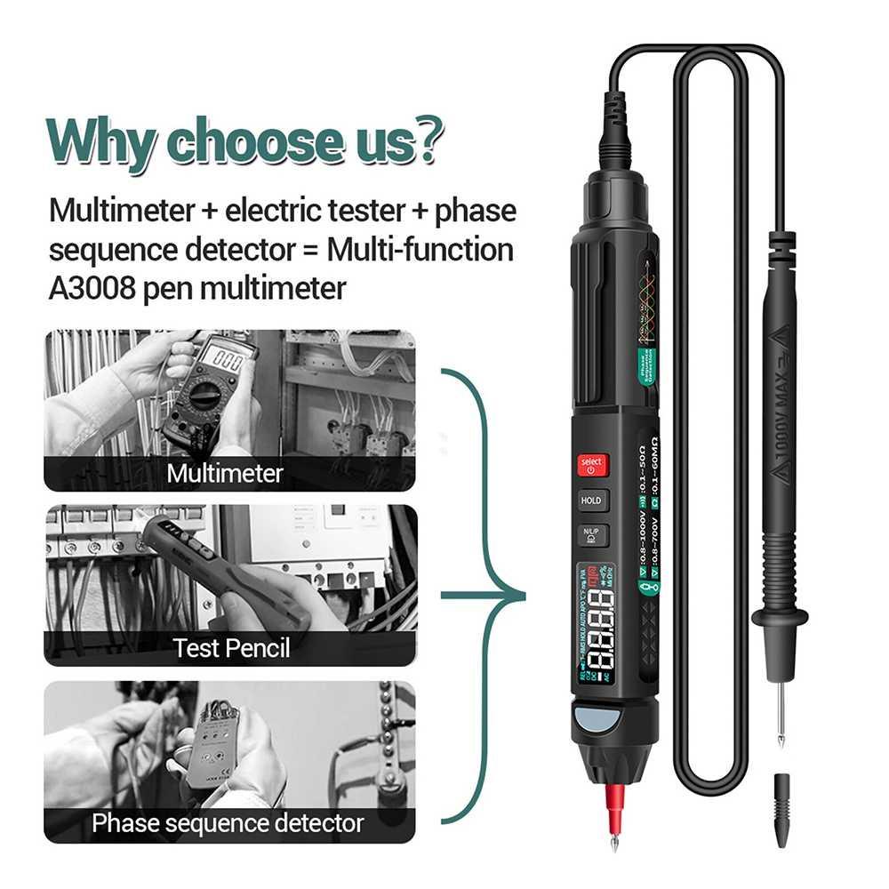 ANENG Digital Multimeter Voltage Tester Pen A3007 Scoter Listrik Scoter Listrik Volt Meter Motor Volt Meter Motor Volt Meter Digital Volt Meter Digital Volt Meter Ac Volt Meter Ac Tester Digital Multitester Tester Digital Multitester Volt Meter Mini Volt