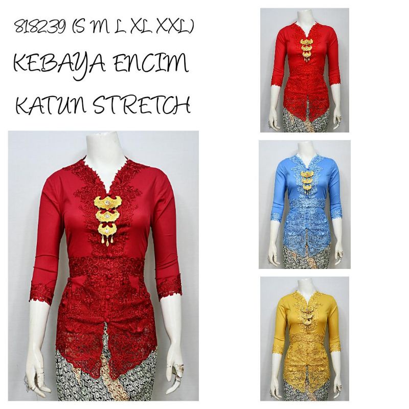 Indah KEBAYA ENCIM MODERN LENGAN 7/8 BORDIR SENADA KATUN STRETCH KEBAYA WISUDA KEBAYA KATUN KEBAYA A