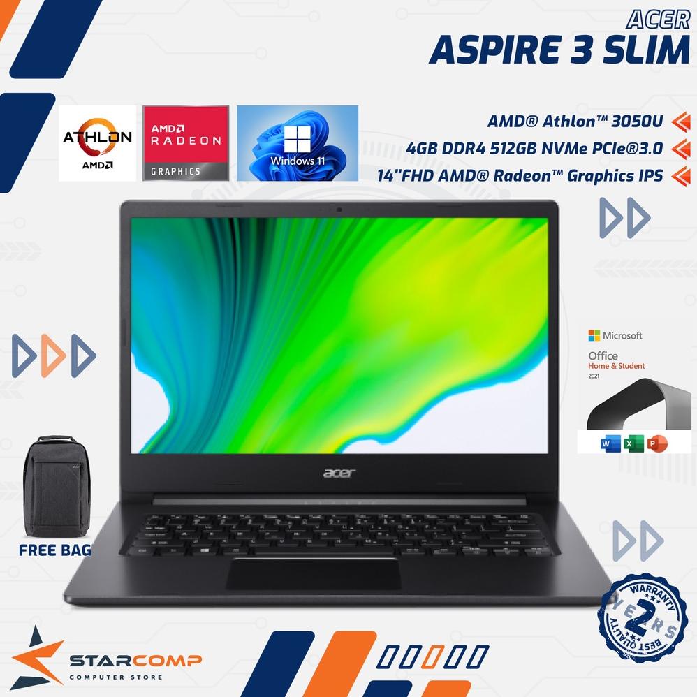 Acer Aspire 3 Slim A314-22 AMD Athlon 3050U 4GB 512GB 14" FHD IPS W11 OHS