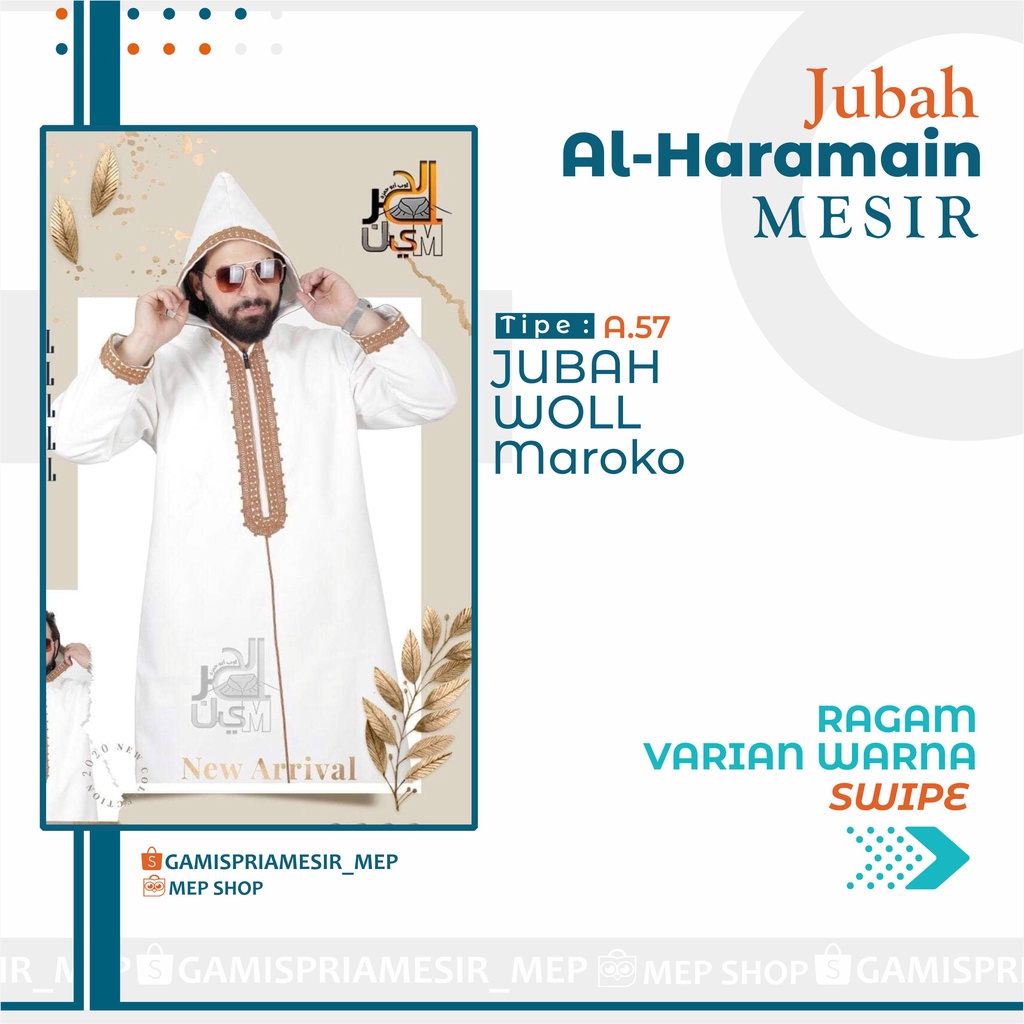 GAMIS JUBAH PRIA LAKI LAKI MAGHRIBI HOODIE AL HARAMAIN HAROMAIN MESIR MOTIF ORIGINAL PREMIUM IMPORT 