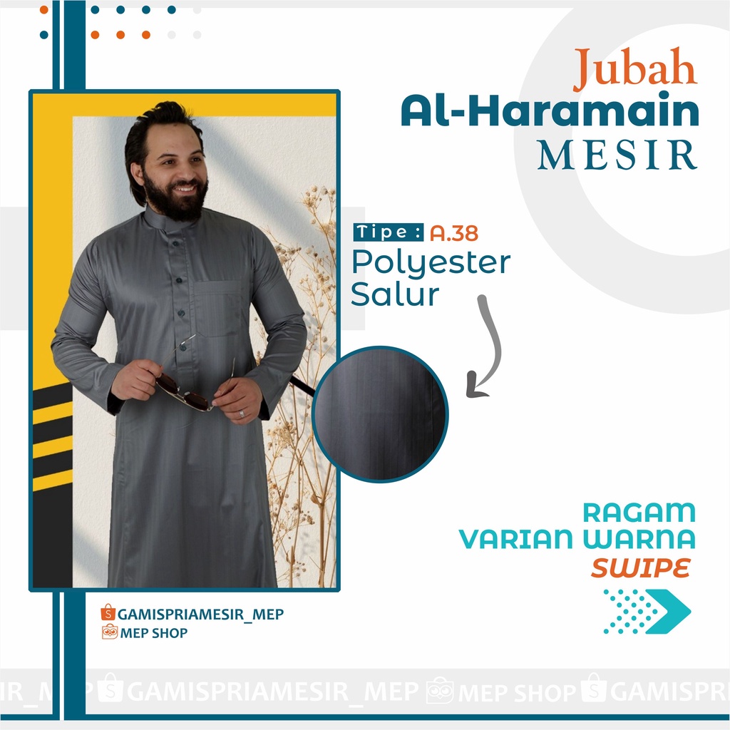 GAMIS PRIA AL HARAMAIN POLYESTER POLOS SALUR IMPORT MESIR ORIGINAL NON MANSET VIETNAM SAUDI LOKAL MA
