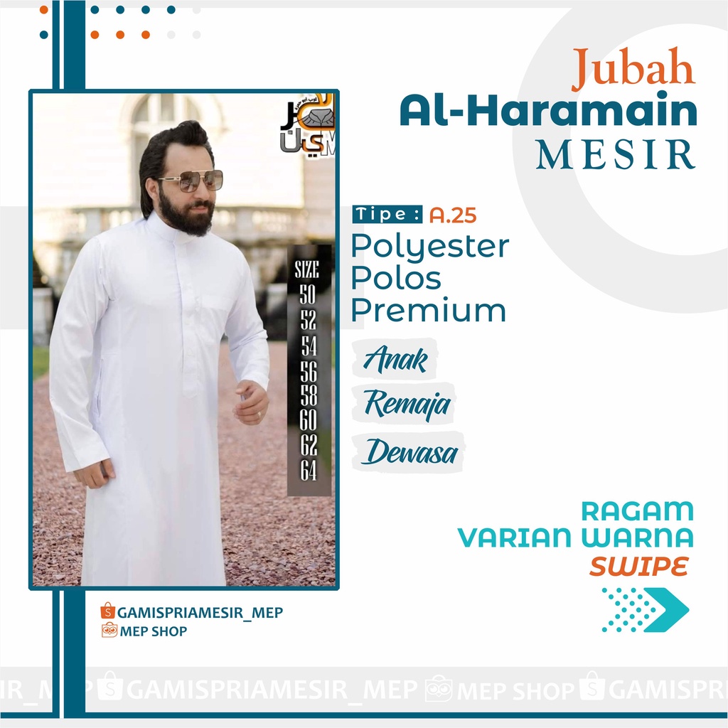 GAMIS PRIA AL HARAMAIN POLYESTER IMPORT MESIR ORIGINAL NON MANSET VIETNAM SAUDI LOKAL MADINAH SYIRKU