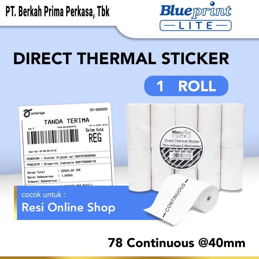 

Direct Thermal Sticker Label Portable BLUEPRINT 78 Continous @40mm 78mm