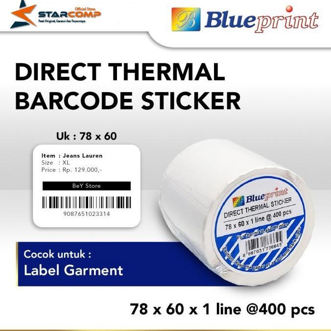 

Direct Thermal Sticker Label BLUEPRINT 78x60 mm 1 Line Isi 400 pcs