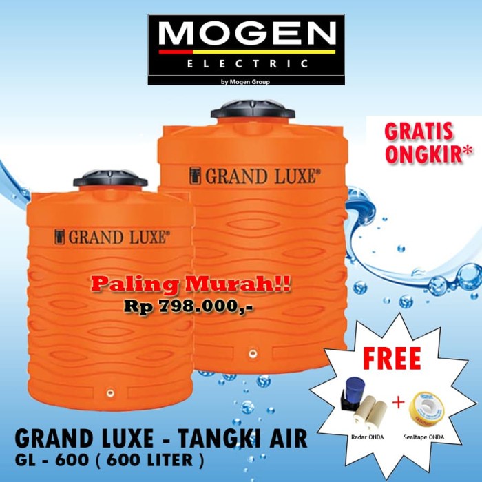 Terlaris Tangki Air Grand Luxe Gl-600 / Toren Air / Tandon 600 Liter Orange