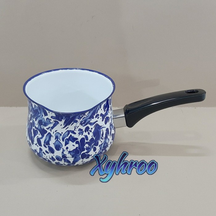 Panci Milk Pan Ejiri Enamel 1 tangan biru blirik