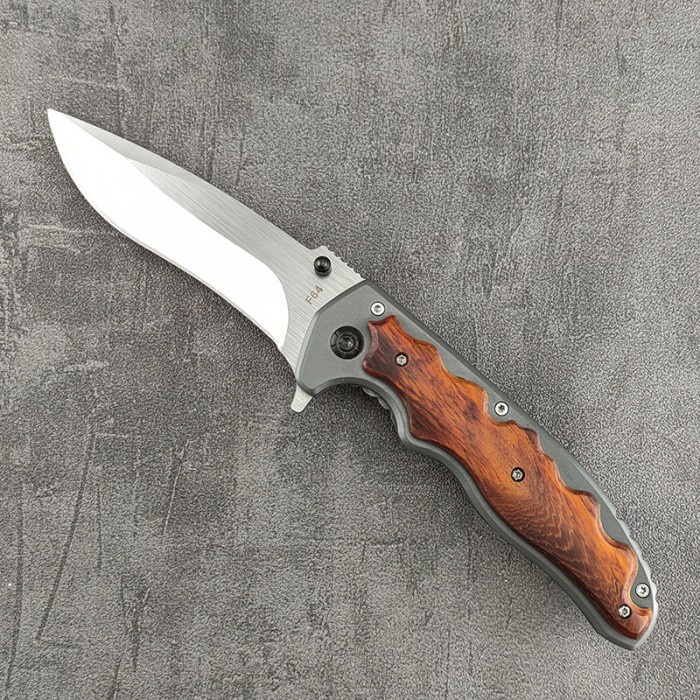 Pisau Kemping Lipat Berburu Gagang Kayu Camping Mini Kecil Outdoor