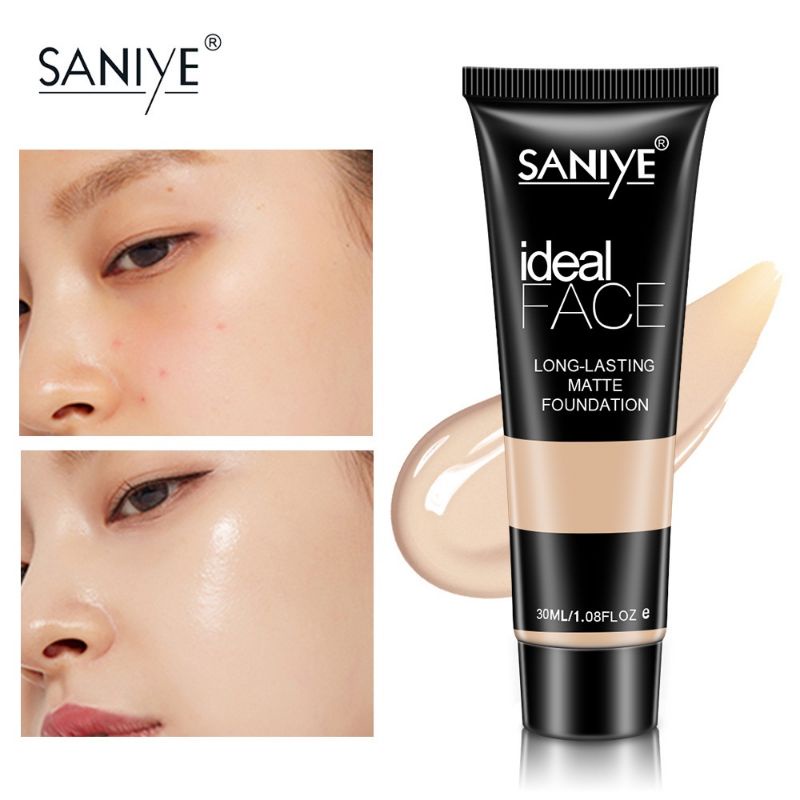 SANIYE (BPOM) Foundation Cair Matte Poreless Liquid Foundation Dengan