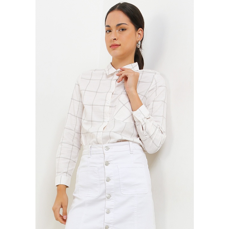 Kemeja Wanita Exit Original Kotak Cewek Urban Minimalist Tc Slub Ligeia Blouse Perempuan