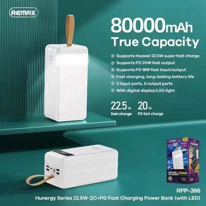 REMAX RPP-266 HUNERGY SERIES - 80000MAH QC PD FAST CHARGING POWERBANK