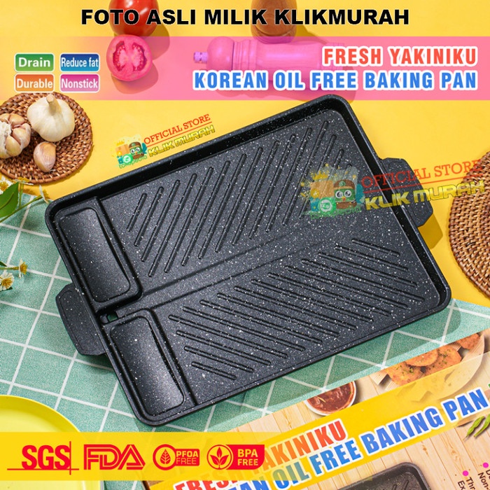 grill pan  Alat Panggang diatas kompor YAKINIKU GRILL PAN 37 cm Panci Pemanggang(F5O5) multifungsi p