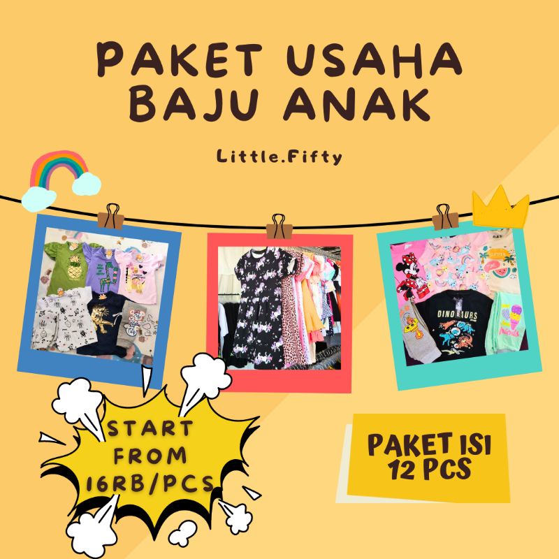 PAKET USAHA BAJU ANAK BARU ISI 12 PCS