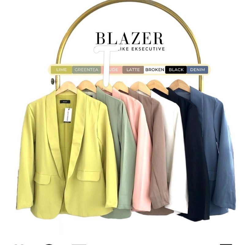 BLADIES BLAZER KERAH LURUS TANGAN PERTAMA LENGAN PANJANG WANITA PREMIUM PABRIC