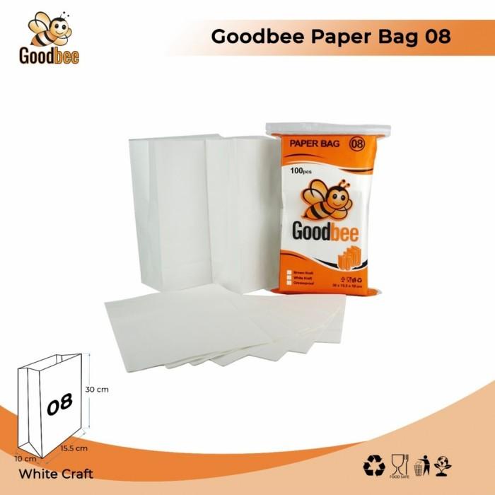 

PAPER BAG Goodbee - KODE 08 - WHITE KRAFT - KANTONG KERTAS ROTI 100pcs