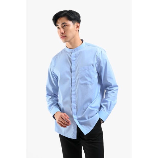 Hey Male Argo Concealed Placket Long Sleeve Sky Blue Size XL