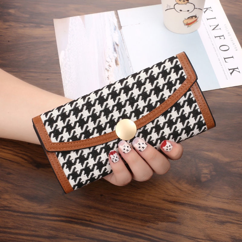 Sera Wallet 2022 New Fashion Retro Fashion Houndstooth Clutch Wallet Long Section Women Trendy Clutch Card Holder