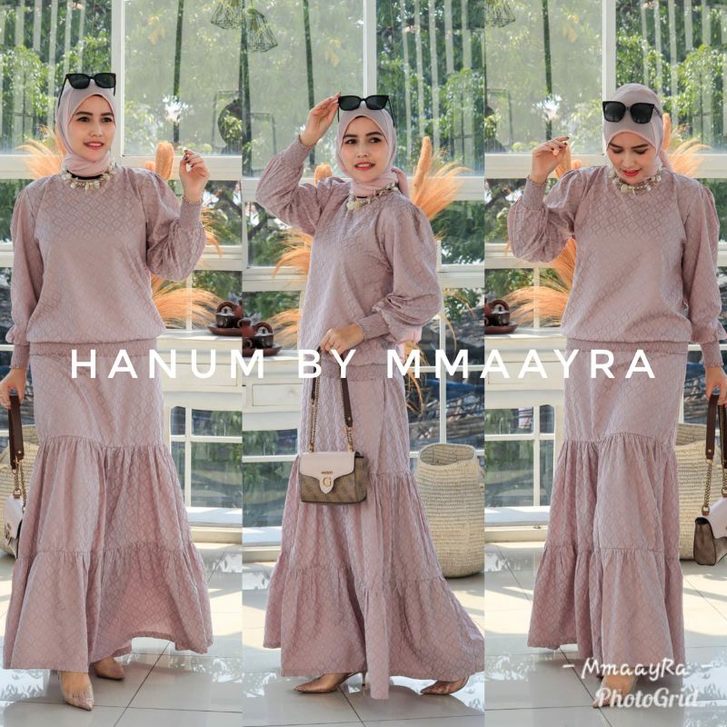 hanum by mmaayra setelan atasan dan rok bahan jaguard monogram setelan wanita baju terbaru baju leba