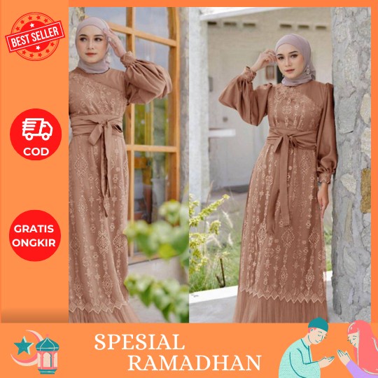 Megana#2 Gamis Remaja Muslim Kekinian Mewah Baju Muslimah Wanita Kondangan Lebaran 2023 Model Terbar