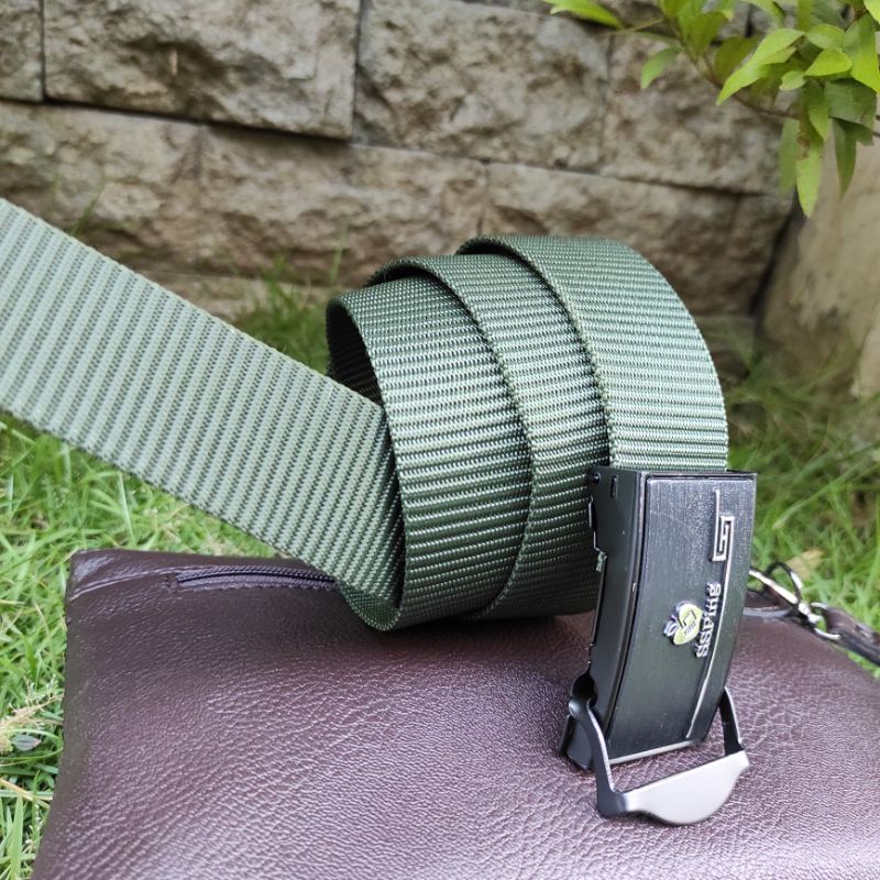 Sabuk Pria Kanvas Panjang 130 Cm | Ikat Pinggang Pria Kain Kepala Jepit Premium