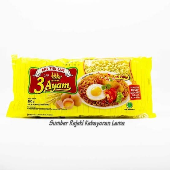 

Mie Telor / Mi Telur Cap 3 Ayam 1 Karton (20 Pcs)