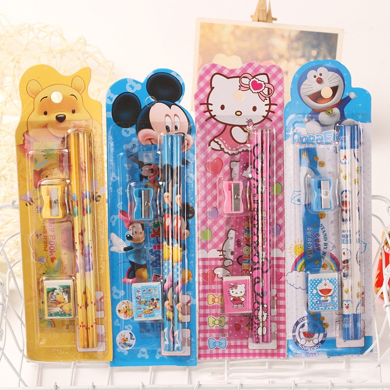 TIKTOK - D6121 Mini Stationary / Stationary Set 5 in 1 Karakter S5686 / Paket Alat Tulis / Alat Tulis Sekolah / Set Alat Tulis Pensil