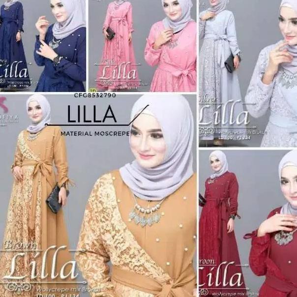 Trending (Bisa Cod) Gamis Lilla Brokat. Fit To Xl-Xxl Ld 100-120 Pj 137-145.