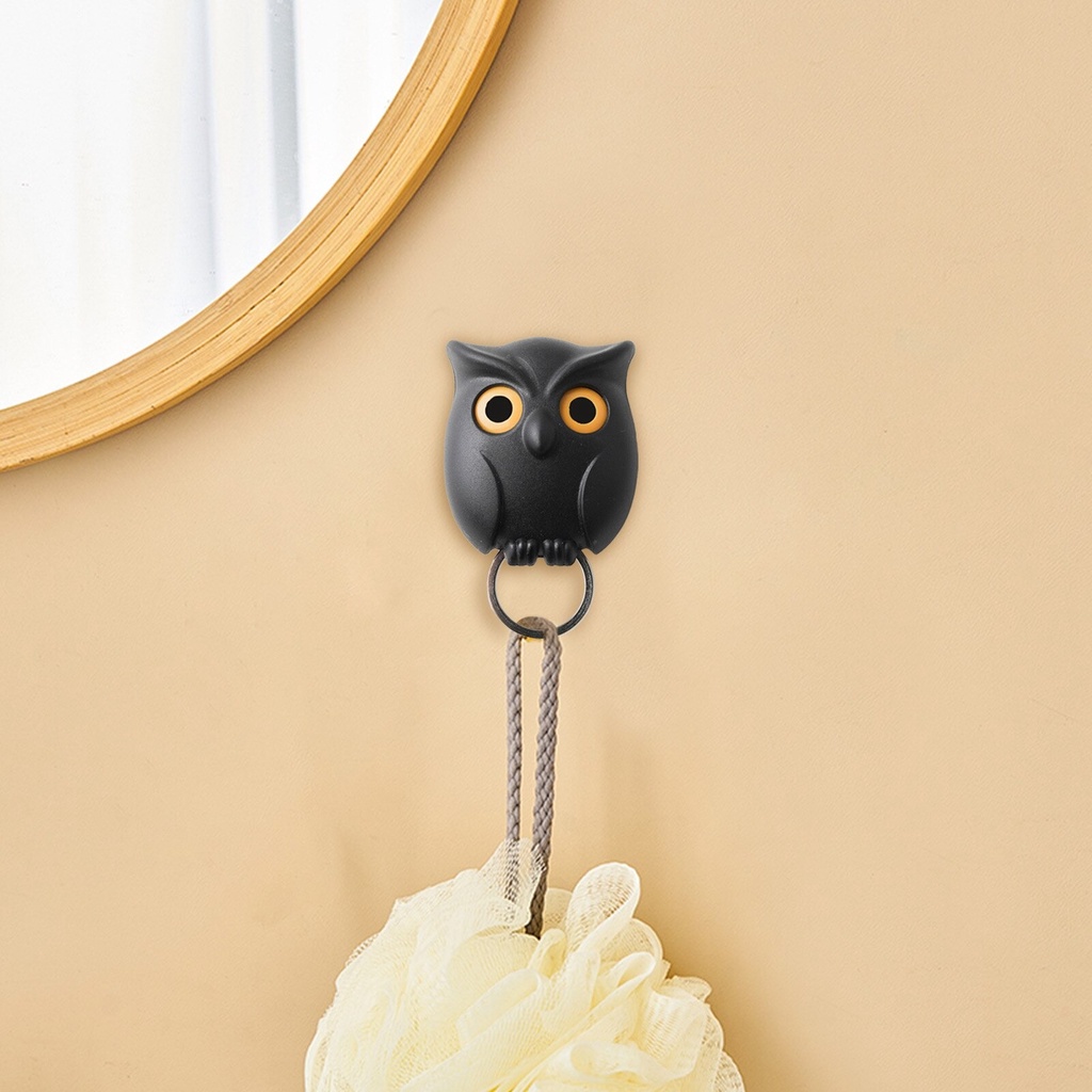 AK Gantungan Dinding Tempel Kunci Burung Hantu Berkedip Magnet Hook - 60AOWL - Black