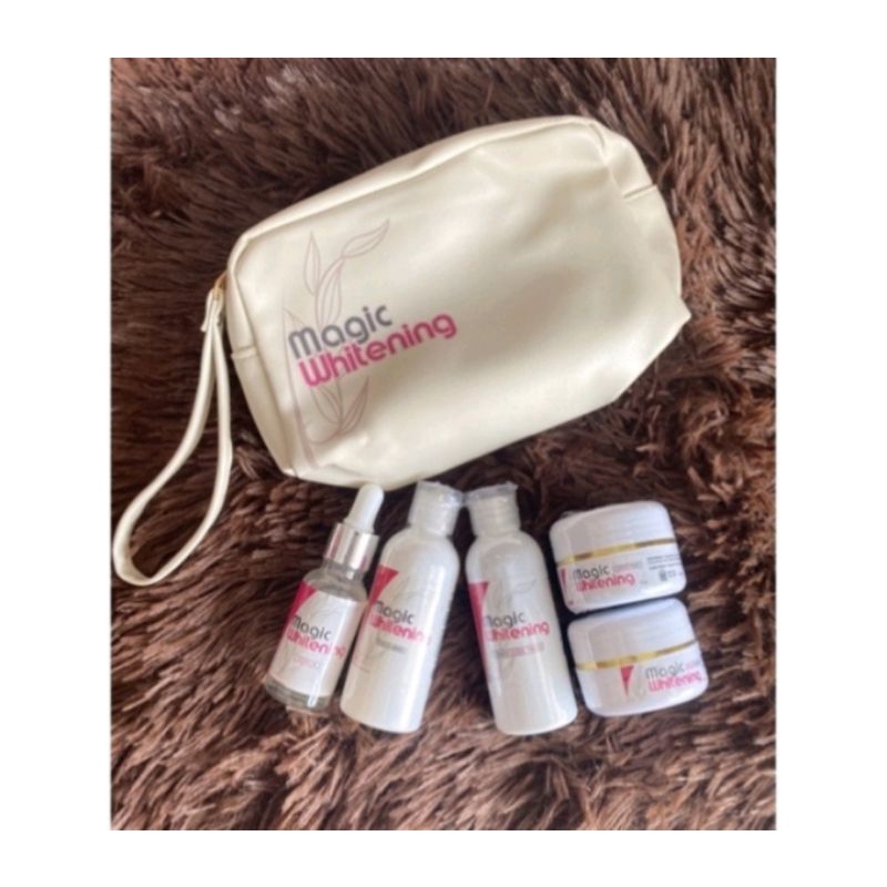 paket isi 5 magic whitening krim pemutih wajah cepat aman bpom