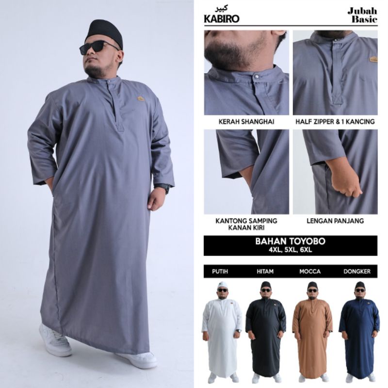 Gamis Jubah Basic Jumbo Kabiro Bigsize 4XL 5XL 6XL Gamis Jubah Dewasa Big Size Jubah