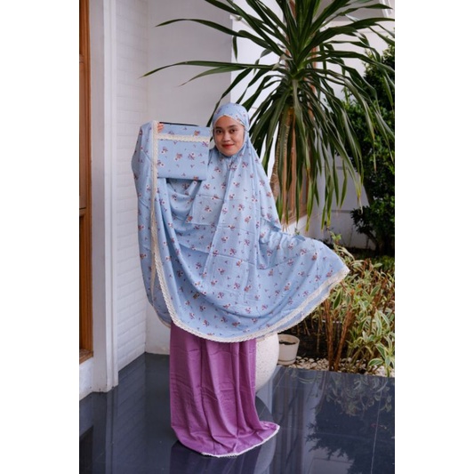 Mukena Dewasa Jumbo 2 in 1 Motif Bahan Rayon Premium Jatuh Adem Ponco Pouch